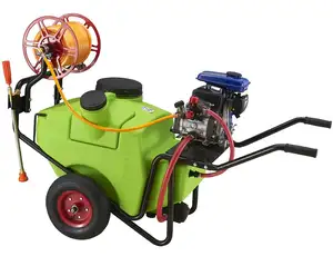 High Pressure Agricultural Power Sprayer With Wheel & Hose Reel&100L Trolley Type Power Sprayer with 4 strocks engine