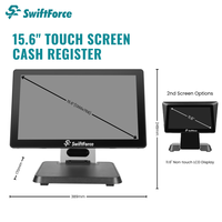 Ángulo ajustable 15,6 + 11,6 pulgadas Windows Pantalla dual Pantalla táctil Pago impermeable POS