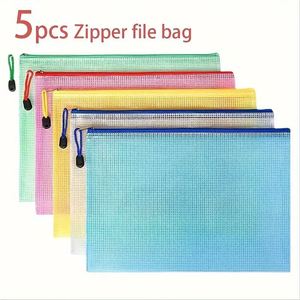Clear Nylon Zipper File Organizer <b>A4</b> - Water Resistant PVC Mesh <b>Document</b> Pouch for School Office Business Travel - Product Image 2