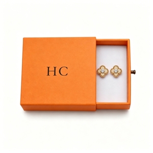 Vintage Rigid Cardboard Earring Case Sliding Drawer Style Custom Graphics Printed OEM Jewelry Packaging Box Bespoke Supplier - Product Image 1