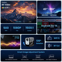 Proyector de Videojuegos Inteligente Android TV OEM X5AR, Full HD 1080p, Decodificación 4K, Soporte 8K, Enfoque Automático, Estéreo HIFI Portátil