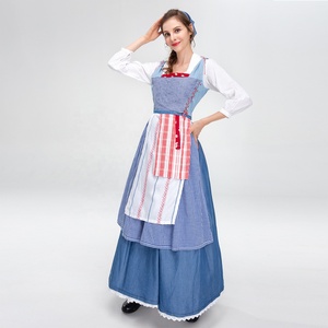 princess polly baby blue dress P640 Belle blue dress white shirt with white apron princess beauty and beast