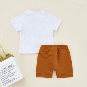 Ensembles de vêtements pour bébés garçons RTS, vêtements d'été pour nourrissons, vêtements pour tout-petits avec lettres imprimées, prêts à être expédiés - Product Image 3