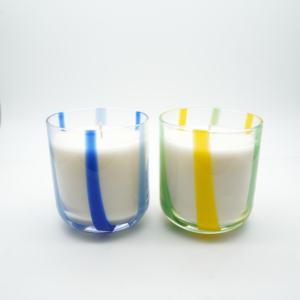 Bougie artisanale en verre transparent, contenants en verre recyclables bleu et <span class=keywords><strong>jaune</strong></span>, bougie personnalisée pour la décoration de fête et de la maison - Product Image 5