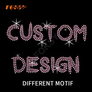 Bling Hotfix Custom Strass Wärme übertragung Design Eisen auf T-Shirt
