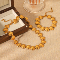 Parure de bijoux en acier inoxydable plaqué or 18 carats avec pendentif coquillage océanique, collier et bracelet, chaîne à fermoir en acier titane