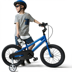 จักรยาน BMX สีน้ำเงิน ขนาด 12 นิ้ว สำหรับเด็ก โครงเหล็ก จักรยานความเร็วเดียว พร้อมล้อช่วย ปรับเบาะได้ สำหรับขี่กลางแจ้ง - Product Image 1