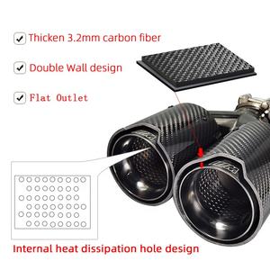 عادم كروم مزدوج الأطراف، أنبوب عادم خلفي لسيارات BMW من ألياف الكربون والفولاذ المقاوم للصدأ، تصميم مصنع مخصص <span class=keywords><strong>M</strong></span> Performance باللون الأسود - Product Image 5