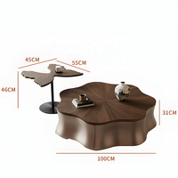 Ensemble de tables basses papillon en noyer italien, design minimaliste, écologique et durable, pour salon, mobilier créatif