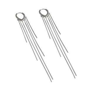 Orecchini a cerchio romantici Wuqie orecchini a goccia con nappa a catena lunga a forma di cuore in argento Sterling 925 per donna - Product Image 2
