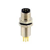 Conector de Latón con Carcasa de Acero Inoxidable, Montaje en Panel Trasero, Macho de 4 Pines, Código D, IP67, Impermeable, para PCB Automotriz