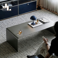 Table basse rectangulaire de style moderne pour salon, hôtel, hall d'entrée, structure en métal argenté, table basse simple, meubles