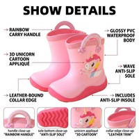 Bottes de pluie pour enfants en PVC avec logo personnalisé, antidérapantes, arc-en-ciel, avec poignée de transport, bottes de pluie pour enfants, bottes Wellington pour tout-petits