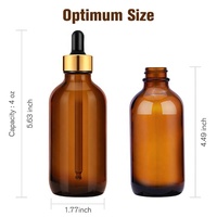 Flacon compte-gouttes en verre ambré rond personnalisé de 120 ml (4 oz) pour sérum, parfum, huiles capillaires et barbe