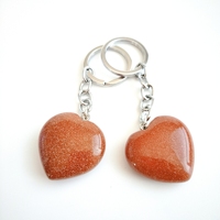 Porte-clés HZ avec pendentif en cristal, pierre précieuse améthyste en forme de cœur, alliage