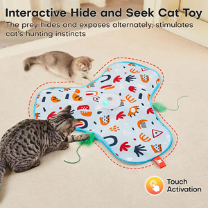 Jouets interactifs pour chats en plastique rechargeables, jouet pour chatons à faire cachette, jouet à plumes mobiles activé par le toucher, design de jouet à plumes cachées - Product Image 3