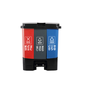 40L Kitchen Plastic <strong>Twin</strong> Pedal Trash <strong>Bin</strong> Dustbin 3 Compartment Portable Plastic Open Top <strong>Bin</strong> and 3 in 1 Waste <strong>Bins</strong> - Product Image 1