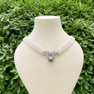 Collar Sai Ao con Perlas Grandes de Agua Dulce Naturales Blancas de 11-14 mm, Cierre de Plata S925, Juego de Regalo para el Día de la Madre - Product Image 1
