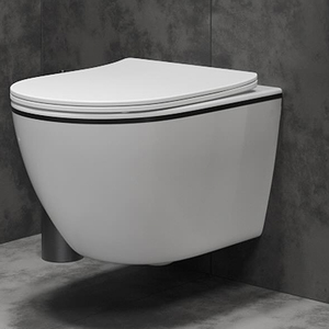 WC encastré à réservoir dissimulé, sans bride, à double chasse, avec finition moderne Or et Platine, pour usage domestique - Product Image 2