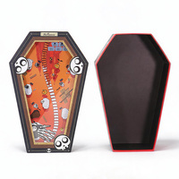 Boîte cadeau haut de gamme réutilisable en forme de cercueil lumineux pour Halloween, avec couvercle et base, éclairage LED et gaufrage, adaptée aux aliments
