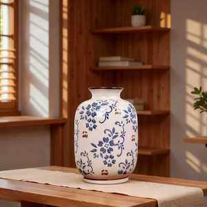 Vaso in Ceramica <span class=keywords><strong>Blu</strong></span> e Bianco Vintage, Centrotavola per Caminetto e Consolle, Decorazione Chinoiserie, <span class=keywords><strong>Vasi</strong></span> Floreali per Arredamento Casa - Product Image 6