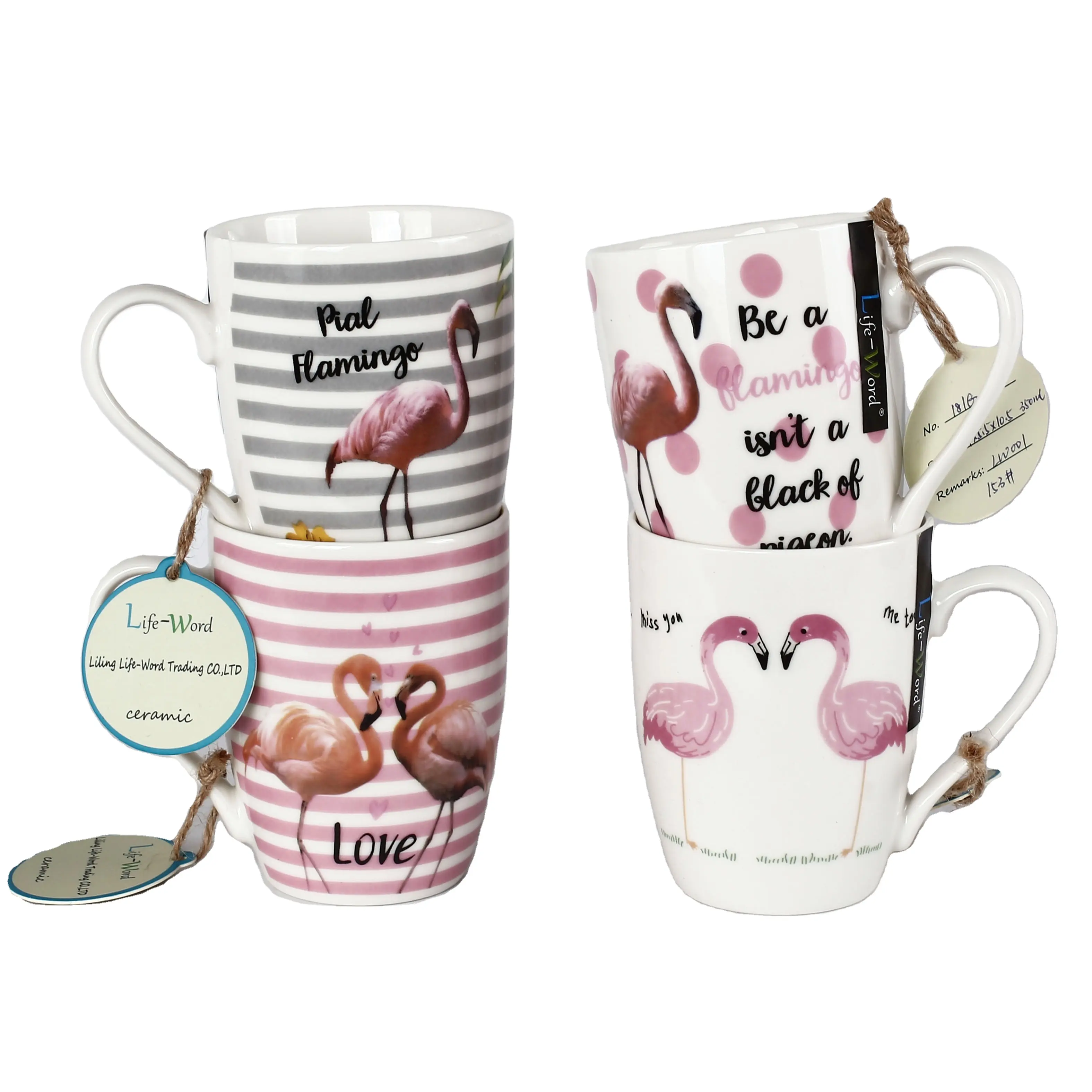 best sales microwave safe decal printing porcelain white new product 2024 coffee cup reusable flamingo mug