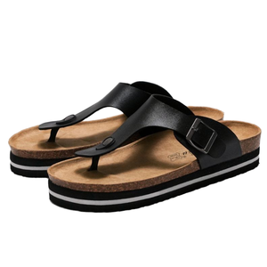 Outdoor Lady's High <b>Platform</b> Flip Flop Cork Foot-bed Comfort Sandals Summer Bio Slides with Soft Cushion - Product Image 1