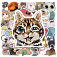 50Pcs New Pet Cat Kitty Cute Funny Graffiti Stickers for Kid Bottle Laptop Wall Car Decoration Cartoon Animal Sticker