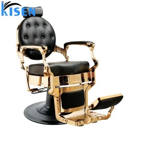 Fauteuil de Barbier Inclinable Classique Noir et Or de Haute Qualité, Style Antique Unique, de l'Usine Kisen Foshan, pour Salon de Coiffure - En Promotion - Product Image 4