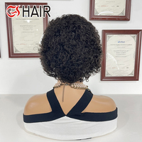 GS Cheveux vierges brésiliens sans colle de haute qualité pour perruques Pixie pour femmes 1B perruques bouclées faites à la machine avant pour perruques Pixie Cut