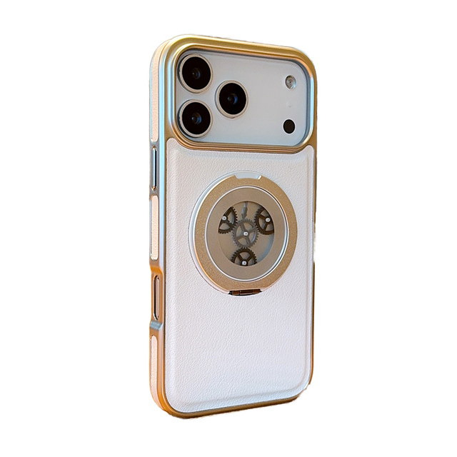 Business Design Magnetic 360° Rotating Metal Kickstand Phone Cover for iPhone 17Air 16 15 14 Pro Max PU Leather Shockproof Cases