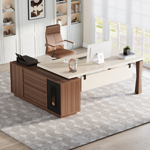 Mesa de oficina Ceo de lujo moderna de madera Mdf de gama alta Modular blanco y nogal <span class=keywords><strong>escritorio</strong></span> para Ejecutivo Comercial y muebles para el hogar - Product Image 3