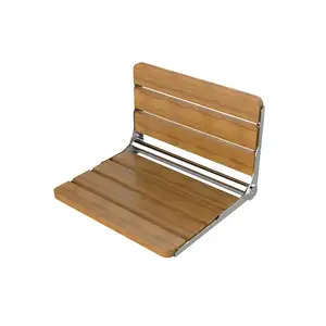 Silla de ducha plegable de madera para baño de seguridad GQK, asiento de ducha plegable para ancianos montado en la pared del hogar