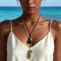 Collares de Moda 2027: Nuevos Collares Casuales con Colgante Geométrico de Cuentas y Cadena para Suéter para Mujer
