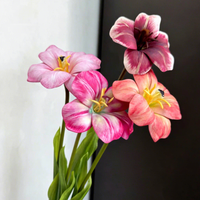 Bunga Tulip Buatan EVA Real Touch Tangkai Tunggal Kelopak Terbuka untuk Dekorasi Rumah, Rangkaian Bunga, Buket Pernikahan