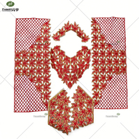 Lot de 5 ensembles de patchs de col en dentelle africaine rose, appliques florales brodées pour robe de mariée femme, décoration DIY pour vêtements