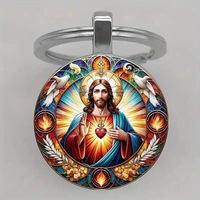 Nouvel Arrivage en Gros : Porte-clés en Métal Jésus Sainte Marie, Breloques Porte-Bonheur pour Sac, Pendentif Clé de Voiture, Porte-clés Métal Vintage de Bénédiction