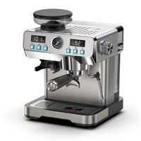 Cafetera Espresso Anbo de 20 Bares con Molinillo Integrado, Pantalla Digital Dual, Manómetro y Vaporizador, Acero Inoxidable