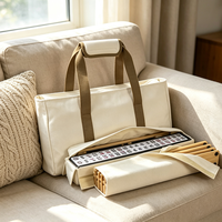 Sac de rangement pliable pour tuiles de mahjong en trois parties, sac à main portable de grande capacité pour accessoires de mahjong, trousse de maquillage de voyage