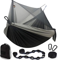 HISPEED Grand hamac de camping en plein air Balançoire portable 300kgs Filet suspendu en nylon avec moustiquaire