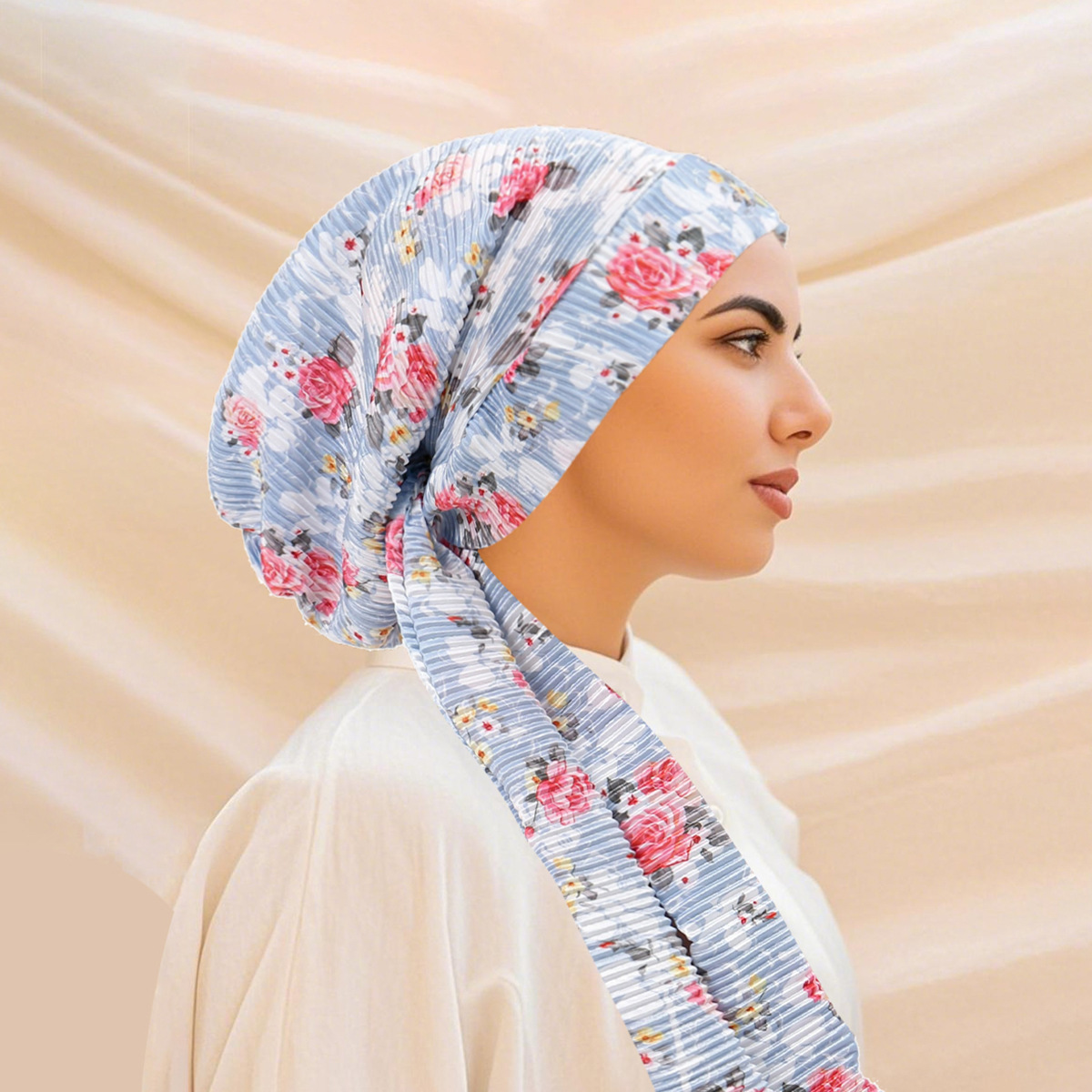 Turban / Hijaj Ajustable En Polyester Floral Pour Femmes - Idéal Chimio, Perte Cheveux