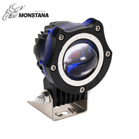 Phare de moto en aluminium, universel, compatible DC 12V-80V, lentille de projecteur LED bicolore, éclairage de conduite, projecteur