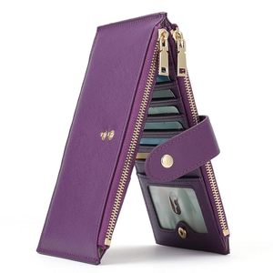 Nouveau <span class=keywords><strong>porte</strong></span>-cartes en PU grande capacité pour femmes, <span class=keywords><strong>porte</strong></span>-cartes multi-fentes, sac à fermeture éclair pour téléphone, portefeuille long multifonction portable - Product Image 5