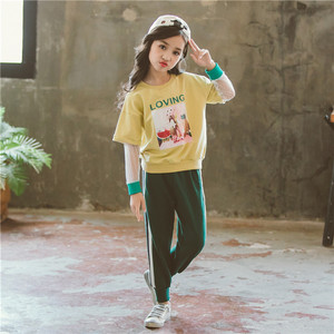 Vêtements en gros pour enfants, vêtements décontractés pour enfants, vêtements d'automne pour enfants, t-shirts à manches longues en dentelle, ensemble de 2 pièces, survêtement - Product Image 3