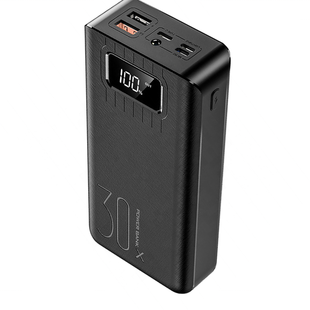 High Capacity 30000mAh Digital Power Bank with Micro USB Input and Double USB Output Type C Interface Power Bank