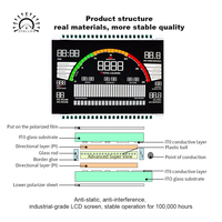 Écran LCD monochrome noir TN VA, usine OEM&ODM, écran LCD personnalisé BTN, affichage haute définition à 8 chiffres et 7 segments