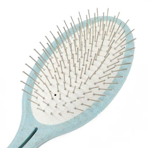 Custom Fashion Hairbrush with Steel Needle Wheat Straw Handle Eco <b>Scalp</b> Massage Detangler for Home Use Logo Included - Product Image 6
