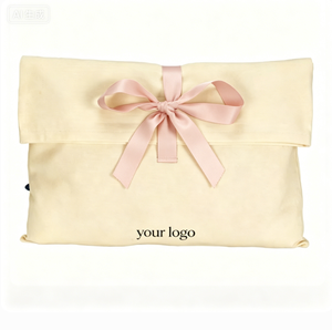 High Quality Custom Cotton Envelope Dust Bag Recyclable Canvas Clothes Pillow Shoe Handbag Packaging Cover Bag With Ribbon Logo - Product Image 2