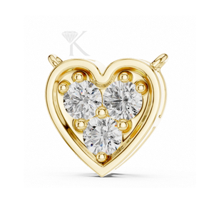 จี้เพชรทรงหัวใจสามเม็ด ดีไซน์ทันสมัย สง่างาม สร้อยคอเครื่องประดับชั้นดี เพชรธรรมชาติและเพชรเพาะเลี้ยงสามเม็ด ดีไซน์หัวใจเรียบหรู ทันสมัย - Product Image 1