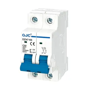 QJC DZ47-63 MCB 2 pole 2p double pole 3p 4p 1p 6/10/16/20/25/32/40/50/63 amp ac dc electrical mini miniature circuit breakers